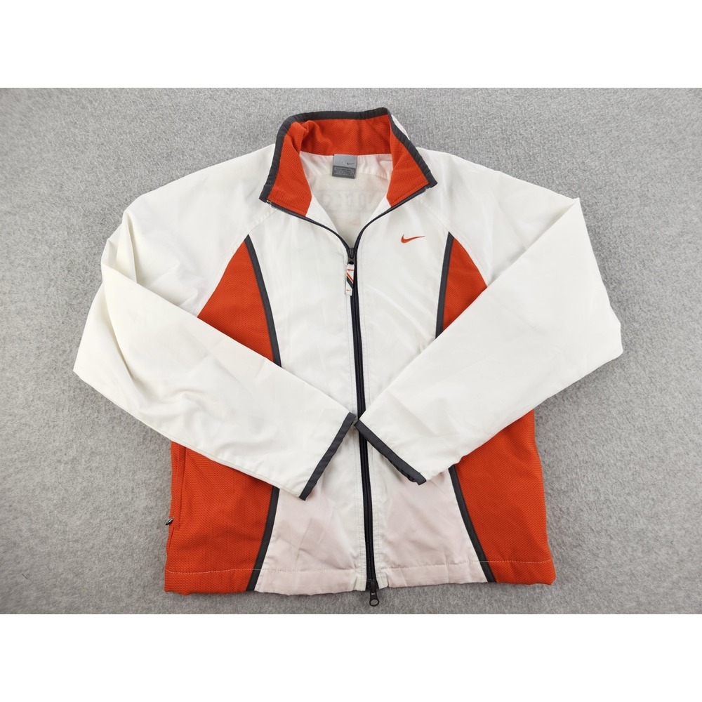Vintage NIKE Logo Jacket Windbreaker Women's Small 4/6 Girls XL White‎ & Orange